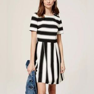 LOFT black and white vertical stripes dress